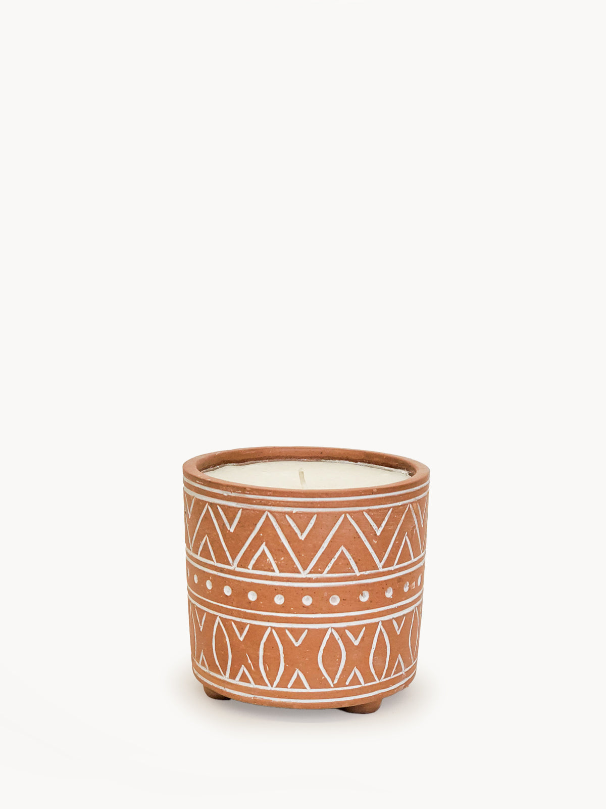 Hand Etched Terracotta Pot Lemongrass Soy Wax Candle