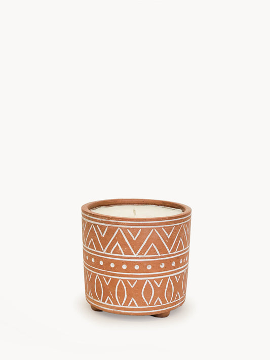 Hand Etched Terracotta Pot Lemongrass Soy Wax Candle