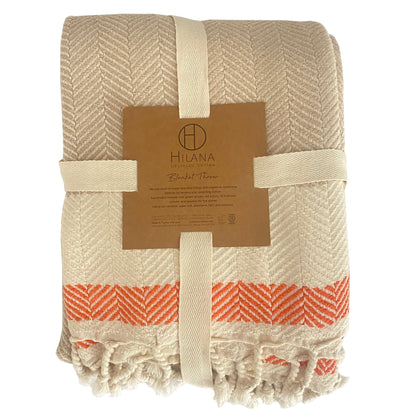 Beige Pipa Sustainable Hand-loomed Throw Blanket