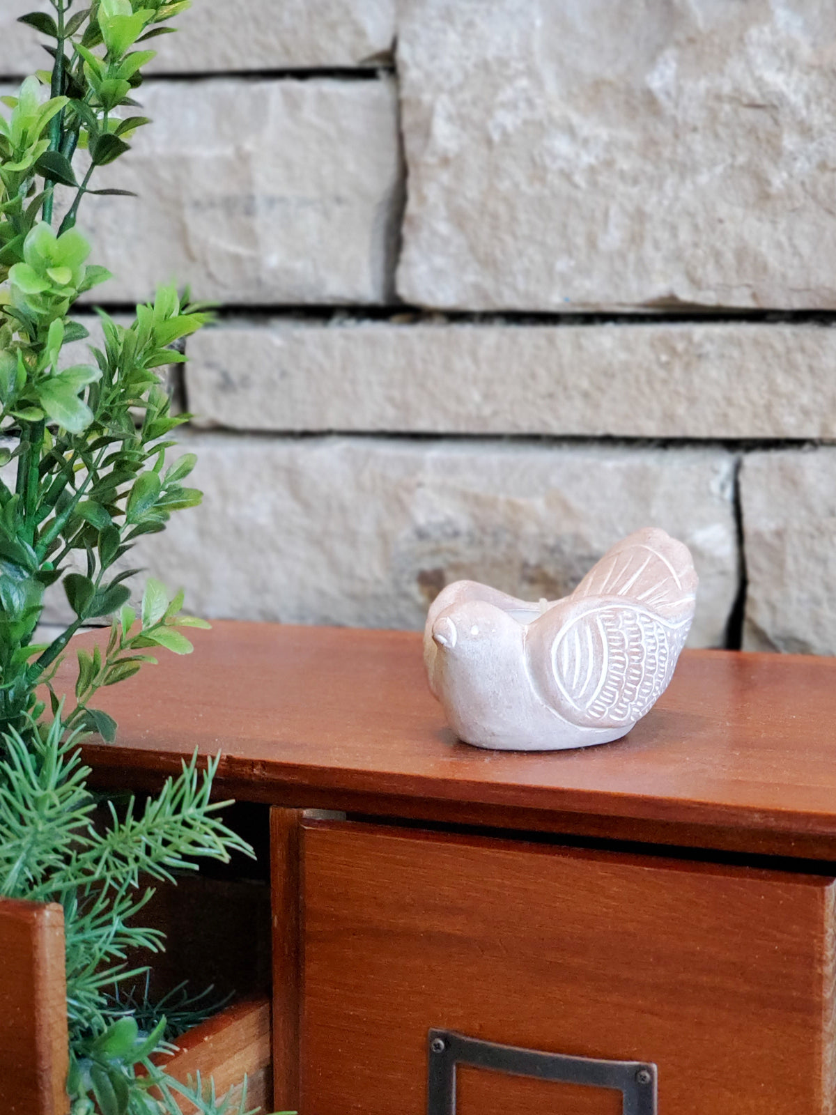 Handmade Terracotta Bird Tea Light Candle Holder