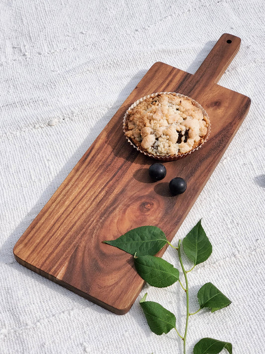Hand Carved Albizia Wood Serving Board - Large