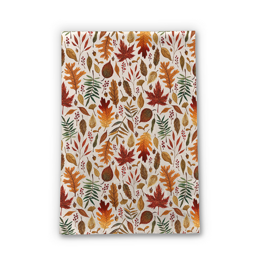 Watercolor Fall Leaves Tea Towel
