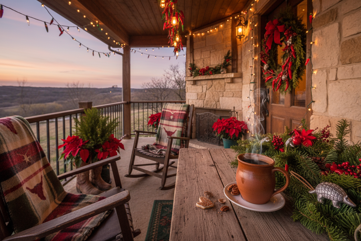 coffee on a Texas Christmas porch